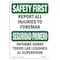 Signmission OSHA, Report All Injuries To Foreman, 10in X 7in Alum, 7" W, 10" L, Landscape, OS-SF-A-710-L-10858 OS-SF-A-710-L-10858 - alternate 1